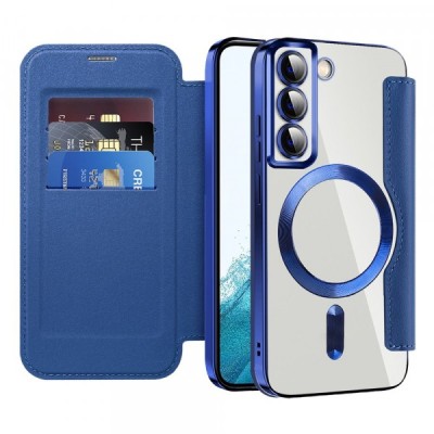 Husa MagSafe pentru Samsung Galaxy S22 5G S901, Techsuit, SmartMag Book, Albastra foto