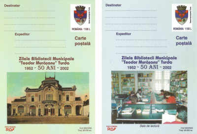 |Romania, Zilele Bibliotecii Municipale &amp;quot;Teodor Murasanu&amp;quot; Turda, cps, 2002 foto