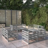Gossi set mobilier de gradina, 8 piese, gri, lemn masiv de pin