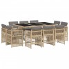 Set mobilier gradina cu perne, 11 piese bej combinat poliratan