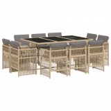 Set mobilier gradina cu perne, 11 piese bej combinat poliratan