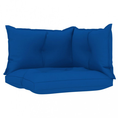 Perne de canapea din paleți, 3 buc, albastru regal, textil foto