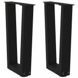 VidaXL Picioare pentru măsuță de cafea &icirc;n formă de V, 2 buc., negru, 38x (42-43,3) cm, oțel