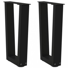 vidaXL Picioare pentru măsuță de cafea &icirc;n formă de V, 2 buc., negru, 38x (42-43,3) cm, oțel 4012624