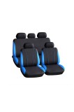 Huse universale pentru scaune auto Carguard, 9 bucăți, negre cu albastru, compatibile cu scaunele cu airbag