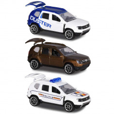 Set Majorette Dacia Duster masina alb albastru, masina maro si masina de politie foto