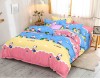 Lenjerie de pat pentru o persoana cu 2 huse de perna patrata, Joyful Cows Pink, bumbac ranforce, gramaj tesatura 120 g/mp, multicolor, 4 piese