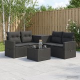 Cumpara ieftin Set de canapea 6 buc. Negru 55 x 55 x 37 cm Ratan poli si Otel