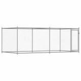 Cusca pentru caini cu usa, gri, 4x2x1,5 m, otel galvanizat