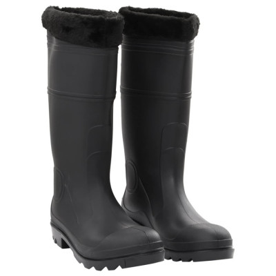 vidaXL Cizme de ploaie cu șosete detașabile, negru, mărime 45, PVC foto