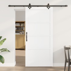 Ușă glisantă vidaXL cu set de accesorii Alb 93x202 cm Lemn solid de pin foto