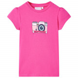 Tricou pentru copii, roz &icirc;nchis, 128, vidaXL