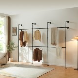 Suport haine pentru perete Ken&auml;vatka, 222x296x31 cm, otel negru