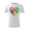 Tricou Dama Inima Autism, Iubire &amp; Intelegere, Bumbac 100%, Alb, Personalizat, Constientizare Autism