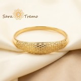 Cumpara ieftin Bratara Textura Regala , Bratara fixa placata cu aur 14K cu design texturat