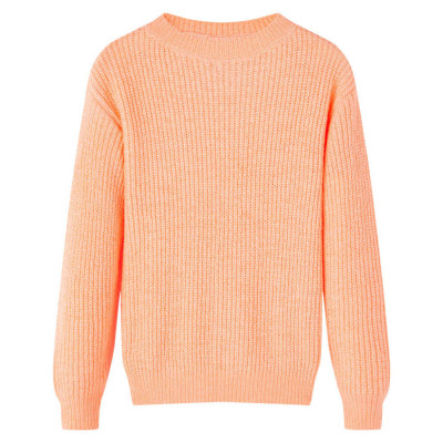 Pulover pentru copii tricotat, portocaliu strălucitor, 92 foto