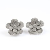 Cercei floare cu cristale stralucitoare, design floral tridimensional