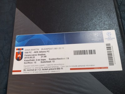 Bilet FC Vidi - AEK Atena foto