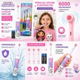 Periuta de dinti electrica pentru copii Gabby&amp;#039;s Dollhouse - Pandy Paws, oscilanta, 3 capete + baterii AAA incluse