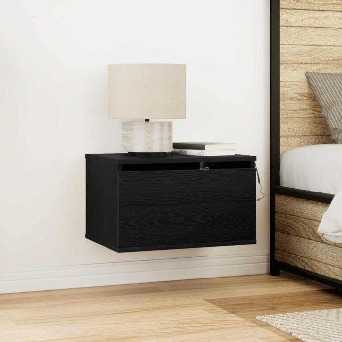 vidaXL Noptieră suspendată Stejar negru 50 x 36 x 30 cm Lemn compozit 863082