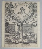 Frans Hogenberg &quot;Arborele genealogic al regilor Frantei&quot; gravura 1589, Istorice, Cerneala, Altul