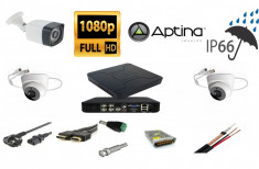Kit 3 camere supraveghere 2MP 1080p AHD + DVR 4 canale 5MP + Sursa + Cablu + Mufe + Cablu HDMI foto