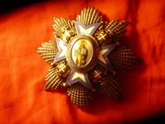 Decoratie Sf. Sava - Serbia - Placa de Mare Cruce , argint si email , D= 9cm foto