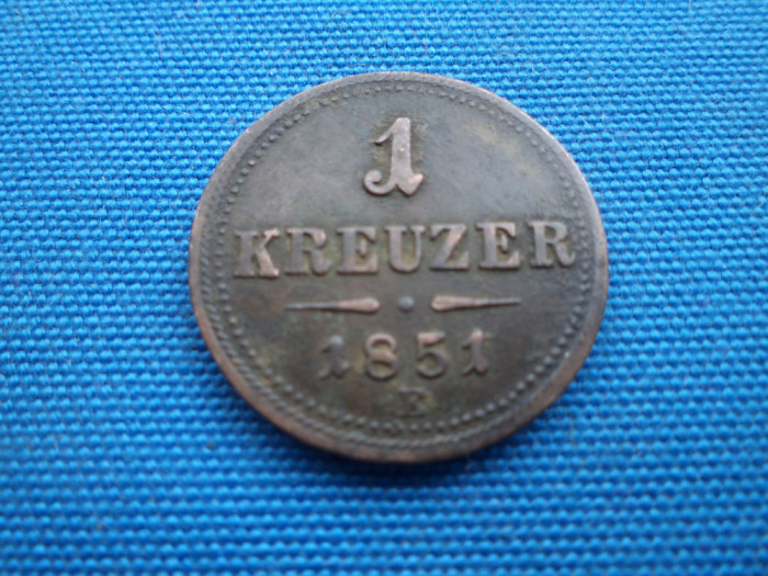 1 KREUZER 1851/ E TRANSILVANIA -ALBA IULIA