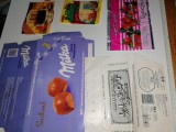 LOT 5 AMBALAJE / ETICHETE VECHI ALIMENTE /MILKA , JELIBON , LINDT ...