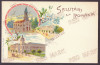 311 - BUCURESTI, Lutheran Church, High School LAZAR, Litho old postcard unused, Necirculata, Printata