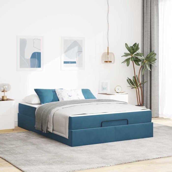 vidaXL Cadru de pat albastru 160 x 200 cm Catifea