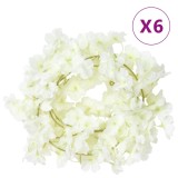 VidaXL Ghirlande de flori de Crăciun, 6 buc., alb, 180 cm