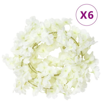 vidaXL Ghirlande de flori de Crăciun, 6 buc., alb, 180 cm foto