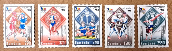 TIMBRE ROMANIA MNH LP1416/1996 Centenarul J.O. de Vară Atlanta -Serie simpla