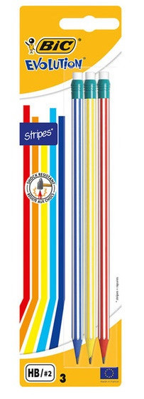 Bic Set Creioane Grafit Evolution Stripes 646 Cu Radiera Pachet Cu 3 Bucati 268627