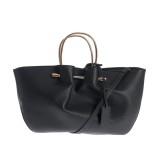 Geanta din piele ecologica neagra cu design rafinat si manere metalice