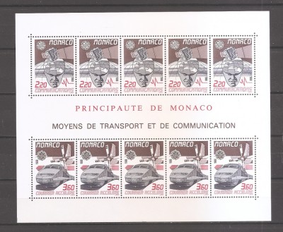 Monaco 1988 - EUROPA CEPT - Transporturi si Comunicatii (MC de 5 serii), MNH foto