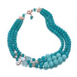 Colier Dream din jad verde acvatic și perle