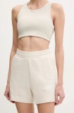 Puma pantaloni scurti femei, culoarea bej, cu imprimeu, high waist, 684984