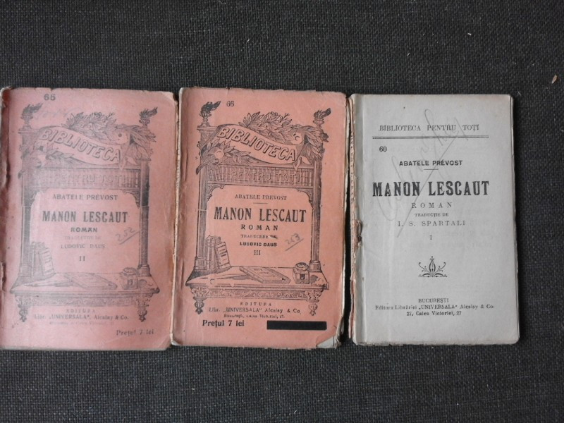 Manon Lescaut - Abatele Prevost 3 volume | arhiva Okazii.ro
