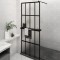 Paravan duș walk-in cu raft negru 80x195 cm sticlă ESG/aluminiu
