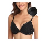 Breastieră pentru femei cu push-up, cu dantelă, confortabilă, cu bureți și s&acirc;rmă, ridică și mărește cu o mărime