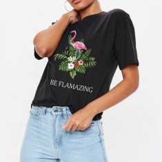 Tricou dama negru - Be Flamazing - 2XL