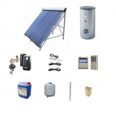 Pachet promotional panou solar cu 20 tuburi vidate si boiler Sunsystem Son 200 cu doua serpentine 200 litri foto