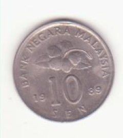 Malayesia 10 sen 1989 foto