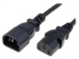 Cablu IEC C13 mamă - IEC C14 tată 1,8m 10A negru 3x0,75mm2 PVC
