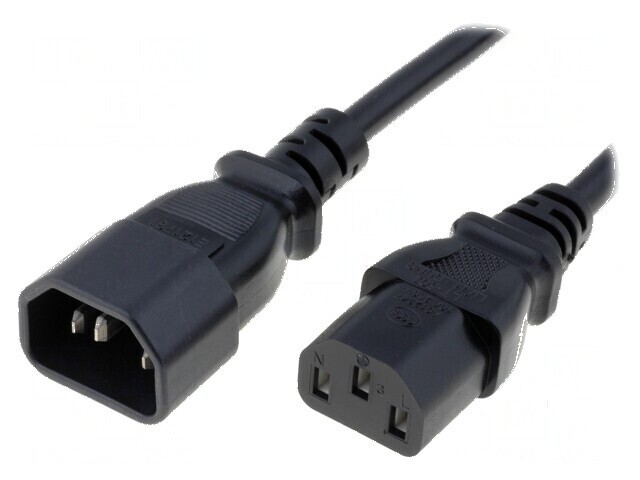 Cablu IEC C13 mamă - IEC C14 tată, 3m, 10A, 250V, negru