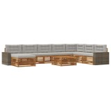 vidaXL Set de canapele de exterior 9 pcs Natural și gri deschis 3383759