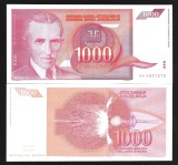 IUGOSLAVIA 1000 / 1.000 DINARA / DINARI 1992 [1] P - 114a , UNC , necirculata