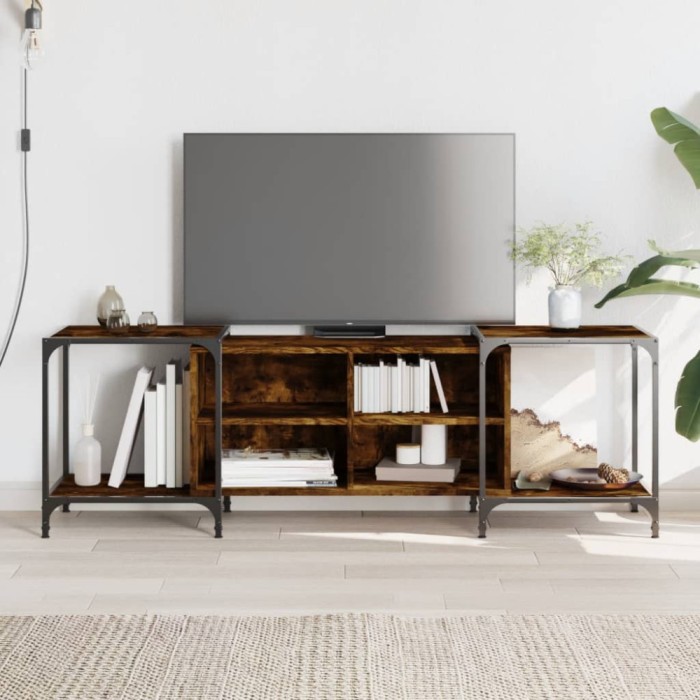 Gossi comoda tv, stejar fumuriu, 150x37x50 cm, lemn compozit